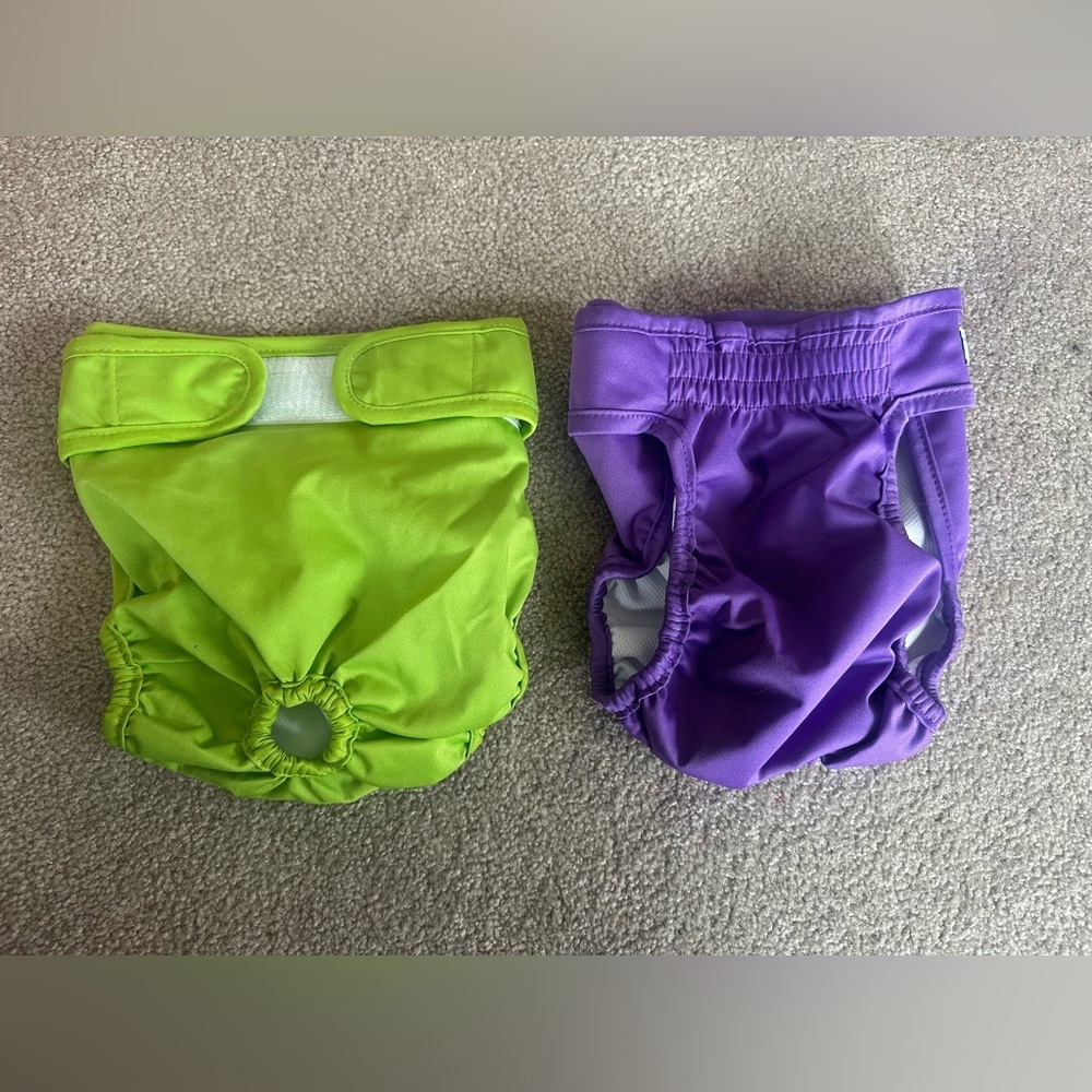 Green and Purple size large dog Diaper Covers